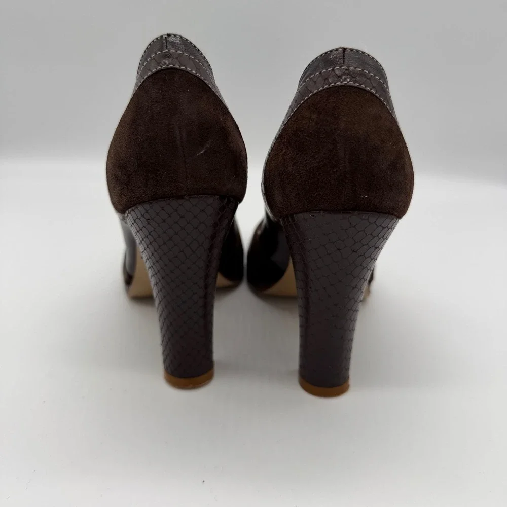 Marc Jacobs Brown Leather Suede Peep Toe Platform Pumps Heels 5.5M Italy